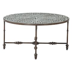 Ozark 40" Coffee Table with Floral Horn Inlay and Iron