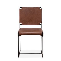 Melbourne Dining Chair in Tobacco Leather and Iron