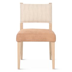 Lila Dining Chair in Durango Stripe Linen and Antique Light Leather