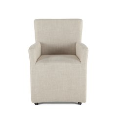 Lily Off-White Linen Wheeled Armchair