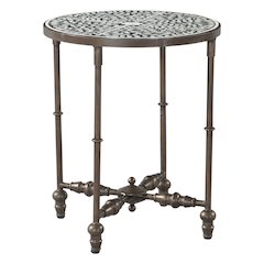Ozark 20" Side Table with Floral Horn Inlay and Iron