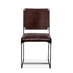 Melbourne Dining Chair in Chocolate Leather and Iron