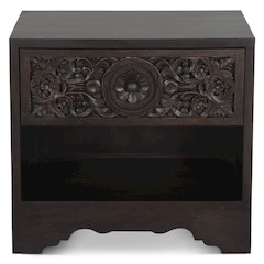 Haveli 26" Nightstand with Plinth Base in Vintage Brown