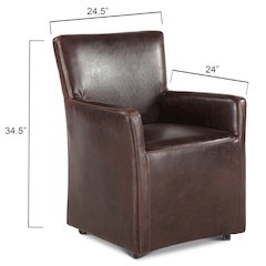 Lily Brown Leather Wheeled Armchair