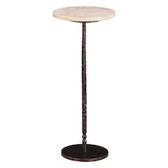 Rochester 10" Side Table in Beige Travertine with Hammered Base