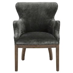 Velvet Upholstered Club Armchair, Modern Accent Lounge Chair,Dark Gray