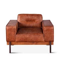 Chiavari Modern Leather Arm Chair In Vintage Cognac