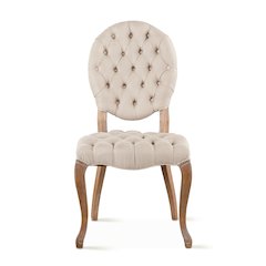 Portia Tufted Dining Chair in Beige Linen