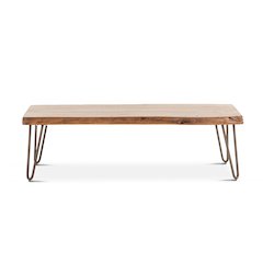 Grandby Acacia Wood Live Edge Coffee Table in Walnut Finish