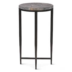 Mumbai 17" Side Table in Grey Septarian with Iron Base