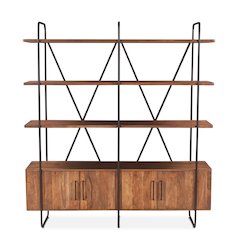 Halden Wide Bookshelf in Pecan Brown