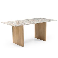Vero 76" Dining Table in Toronto Marble Top and Light Mango Base