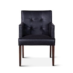 Avery Armchair In Black Leather With Dark Legs