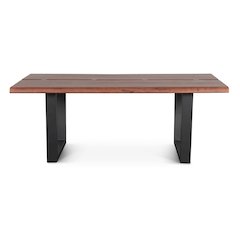 Yarrow 79" Dining Table in Light Sequoia with Gunmetal Legs