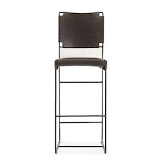 Melbourne Buffalo Leather and Iron Counter Chair in Black