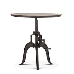 Artezia 30" Height Adjustable Crank Side Table in Matte Black Cast Iron
