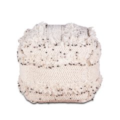 Algiers Square Ottoman in Sequined Cream Fabric