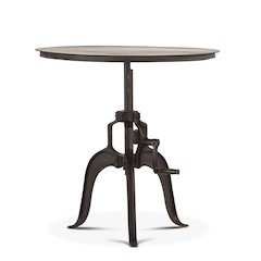 Artezia 36" Height Adjustable Crank Side Table in Matte Black Cast Iron