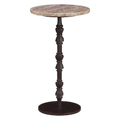 Rochester 12" Side Table in Light Emperador Marble with Casted Base