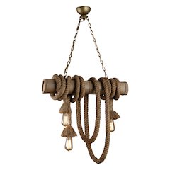 Heritage Three Light Bamboo and Rope Pendant