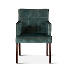 Aven Armchair in Green Velvet with Dark Legs