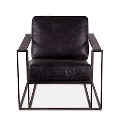 Portlando Armchair in Black Leather