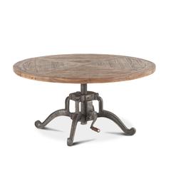 42-Inch Round Coffee Table with Teak Top and Adjustable Crank, Belen Kox