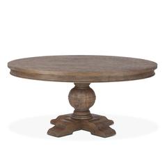 72-Inch Round Dining Table in Weathered Teak Finish, Belen Kox
