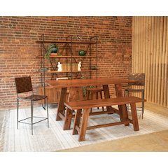 Lund 17in Buffalo Leather and Iron Counter Chair Brown
