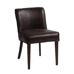 Avery Dining Chair in Dark Brown Leather with Matte Brown Legs