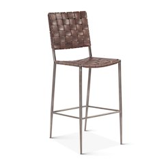 Lund 17in Buffalo Leather and Iron Bar Chair Brown