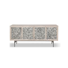Palm Desert Modern Vintage White Sideboard with Bone Inlay