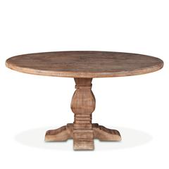 54-Inch Round Mango Wood Dining Table in Antique Oak Finish, Belen Kox
