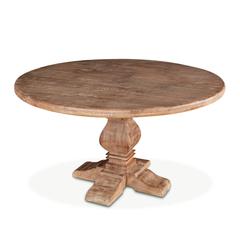 48-Inch Round Mango Wood Dining Table in Antique Oak Finish, Belen Kox