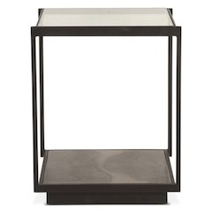 St. George 18" Side Table with Glass Top in Oxidized Black