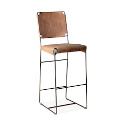 Melbourne 18" Buffalo Leather and Iron Bar Chair Brown