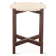 Notion Side Table with Beige Sandstone in Walnut Finish