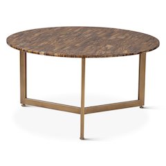 Mumbai 36" Coffee Table in Tiger Eye with Iron Base
