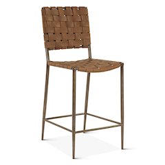 Lund 17" Counter Chair in Tobacco Buffalo Leather with Iron