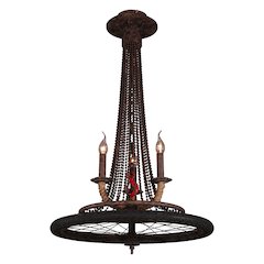 Heritage Bicycle Wheel Pendant With 3 Lights