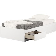 South Shore Vito Twin Mates Bed (39") with 3 Drawers, Pure White
