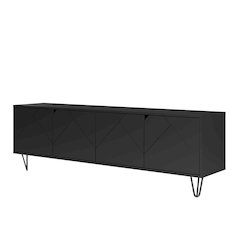 72-Inch Tv Stand With 4-Doors, Black