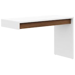Reversible Desk Panel For Home Office, White And Walnut Finish, Modern Style