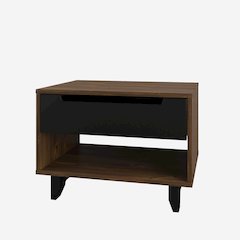 Nightstand 1-Drawer And Folding Door, Black & Truffle