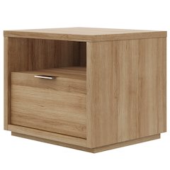 Nightstand With 1-drawers In Brown Oak