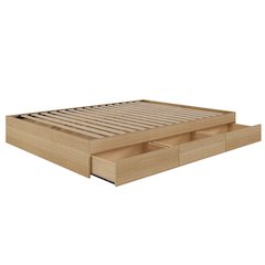 3-Drawer Storage Bed Frame, King, Maple