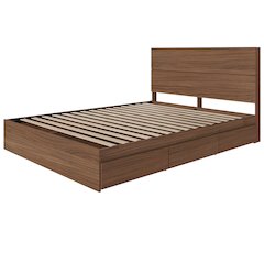 2-Piece Bedset With Bed Frame And Headboard, Queen|Walnut