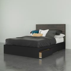 2-Piece Bedset With Bed Frame And Headboard, Full|Bark Grey & Black