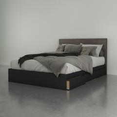 2-Piece Bedset With Bed Frame And Headboard, Queen|Bark Grey & Black