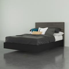 2-Piece Bedset With Bed Frame And Headboard, Full|Bark Grey & Black